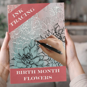 birth month flowers ink tracing coloring book