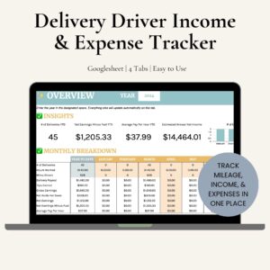 Delivery Driver Log Book & Earnings Tracker Template